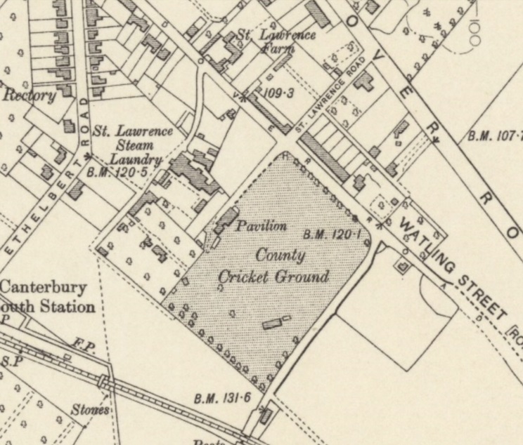 Canterbury - Canterbury St Lawrence Cricket Ground : Map credit National Library of Scotland